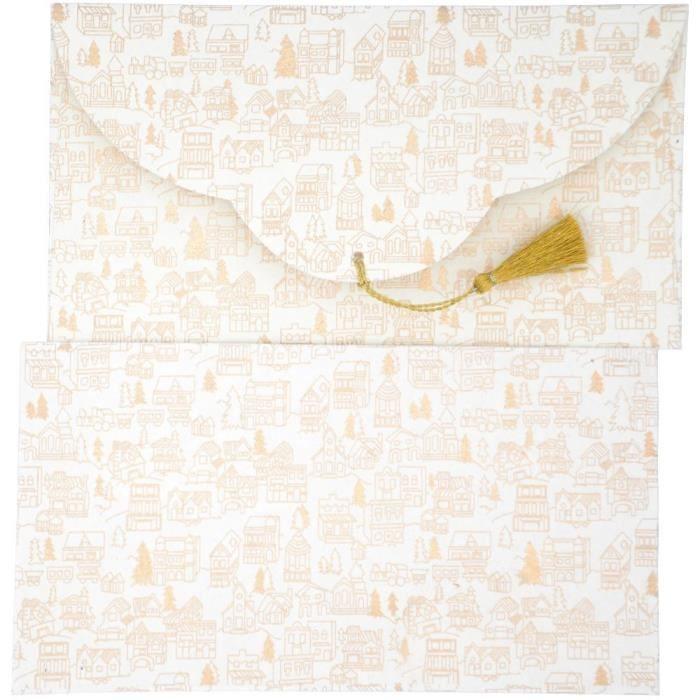 PAPERTREE Lot de 5 Enveloppes cadeau MERRY 19*10 Ivoire {couleur}