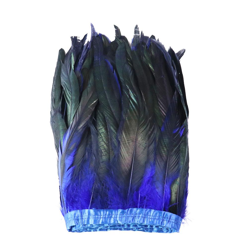 2M Cock Tail Feather Cloth Edge Decoration 25-30Cm 10-12 Inch Chicken Feather Ribbon Wedding Party Decoration Dress