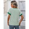 2026 Summer New Women's Casual Round Neck Patchwork Short Sleeve Striped T-Shirt