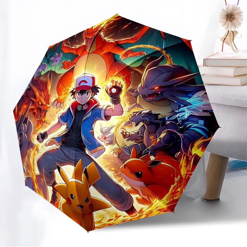 1PC Pokemon, Pikachu Automatic Folding Umbrella | Vibrant Motif & Compact Design for Everyone, On-the-Go Essential - Gift-Worthy Style yy250930050