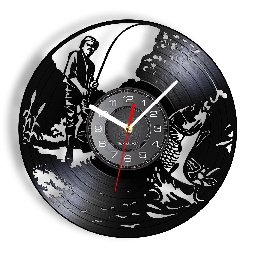 

Gone Fishing Wall Clock Fisherman Vintage Vinyl Record Wall Clock Fishing Home Decor Fisherman Wall Art Gift for Fishing Lovers