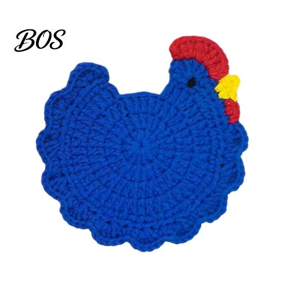 Animal Shaped Coasters Crochet Hen Coaster, Handmade Chicken Shape Knitted Mat Novelty Gift for Coffee Cup, Cute Kitchen Countertop Bar Accessory