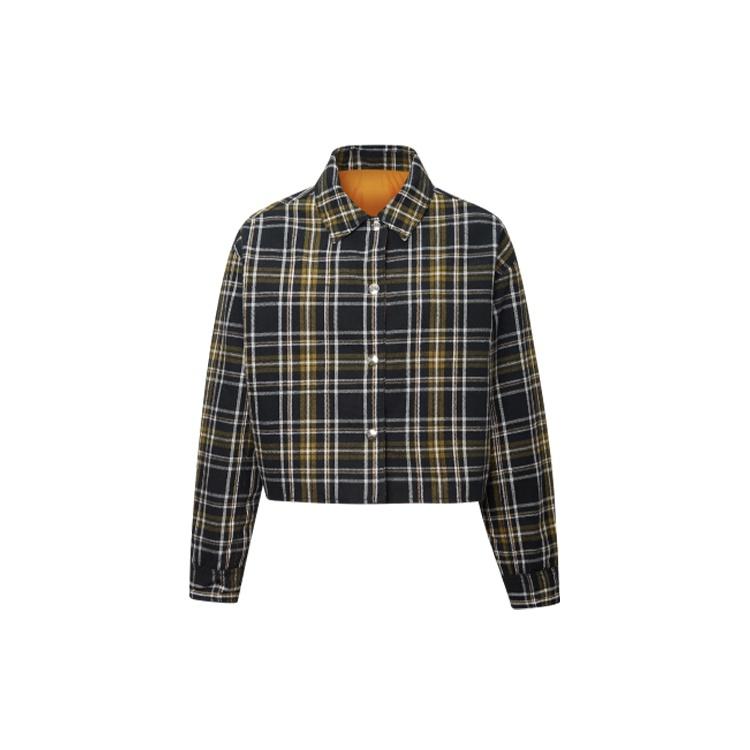 (WMNS) Converse Reversible Shirt-Style Jacket Asia Sizing Black Grey Women s 10019436-A02 L