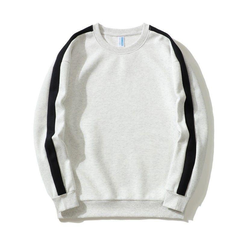 Unisex Trendig Färgblockad Huvtröja med Ränder: Avslappnad Rund Hals, Lång Ärm, Perfekt för Par och Vardagsbruk