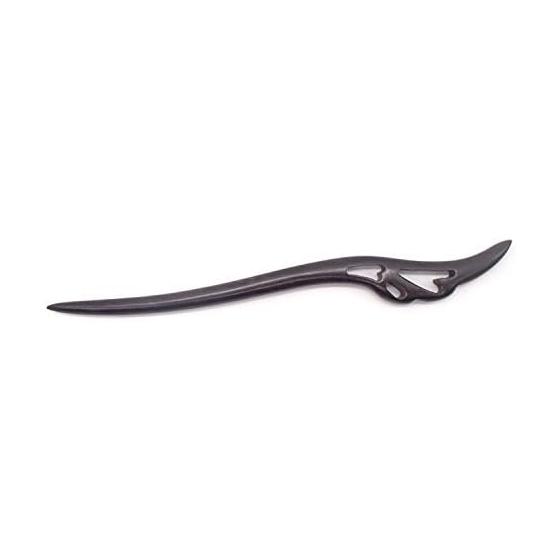 Natural Wood Kanzashi Hairpin - Ebony Wood, Simple, Single Stick, Wooden Hair Accessory for Japanese Traditional Wear, Non-Slip