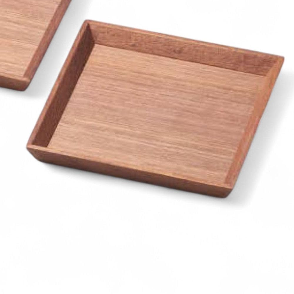 Set of 2 Wooden Plates with Urethane Made in Japan J-kitchens Coating, PID-530407,