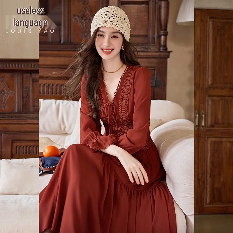 

Элегантное платье Bailuyu с V-образным вырезом, кружевной вставкой и завязками XL