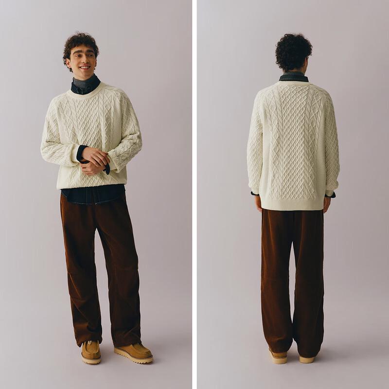 Semir Men's Machine Washable Cable Knit Pullover Sweater