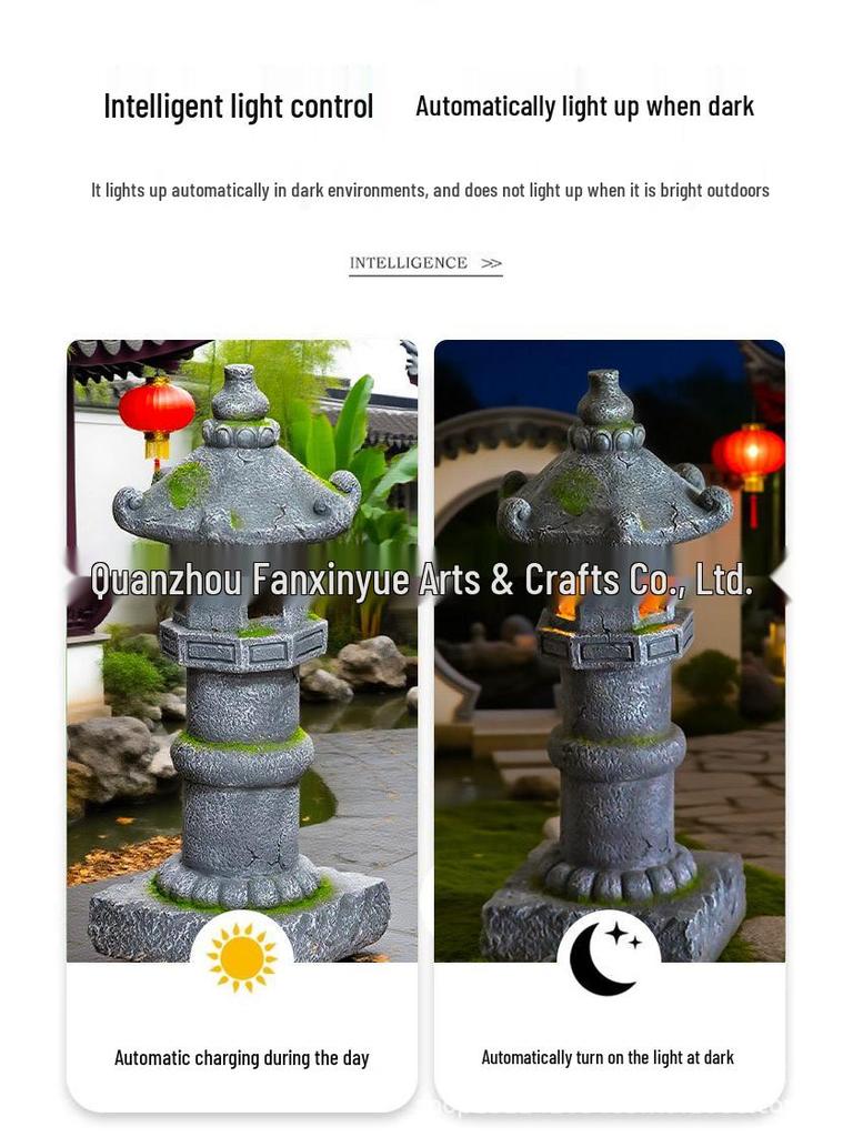 Large Japanese Zen Stone Pagoda Garden Lantern
