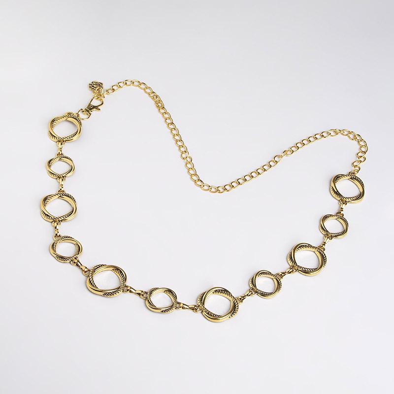 New Carved Geometric Retro Waist Chain for Women's Metallic Elegant Versatile Western Classic