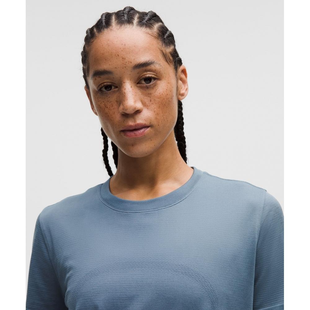 Lululemon Swiftly Relaxed Short Sleeve Shirt Hip Length  Updated Fit Steel Blue Steel Blue