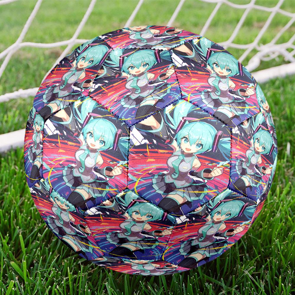 Miku Anime Indoor Soccer Ball Size 5 Colorful All Ages Machine Stitched PVC Competition Ready Durable High-Bounce