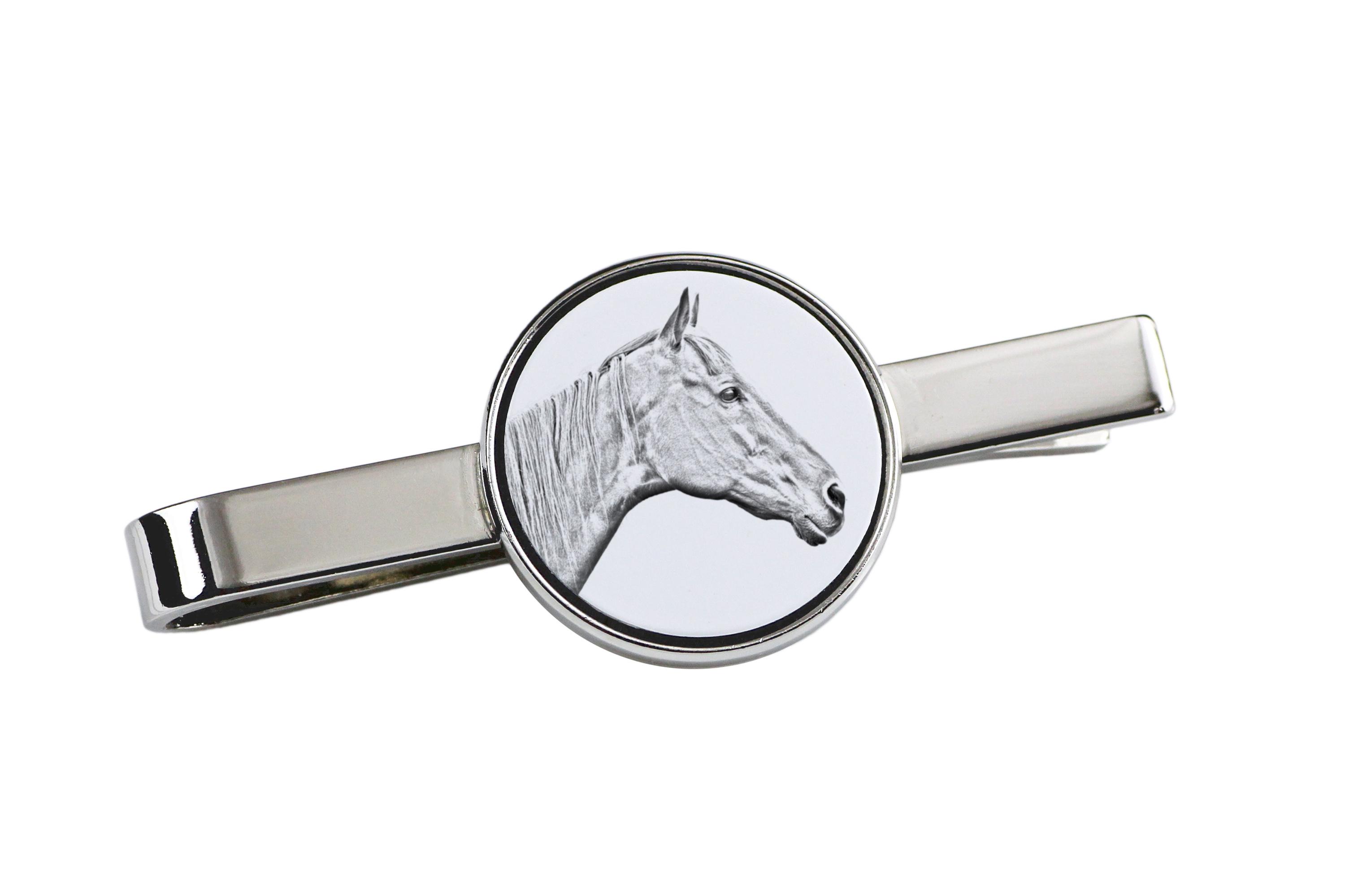 

Retired Race Horse - tie clip with a horse, personalized tie clip, a unique gift for a man from the Art-Dog brand срібний