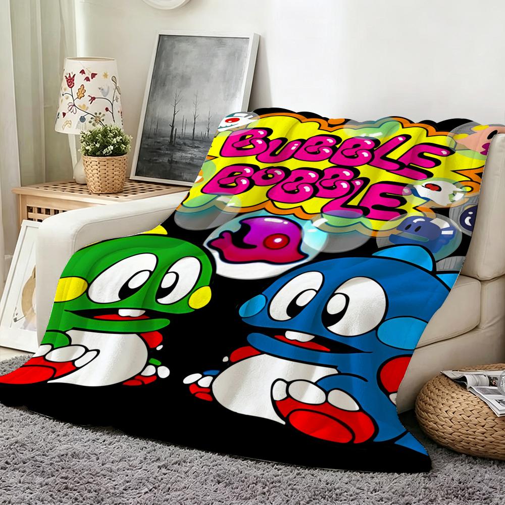 Game G Game B Bubble B Bobble Throw Flannel Throw Blanket Suitable for Sofa Living Room Bedroom