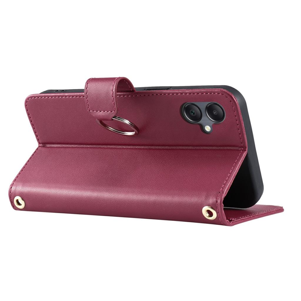 For Samsung Galaxy A06 4G Crossbody Leather Case Ring Buckle Wallet Stand Rhombus Mobile Cover