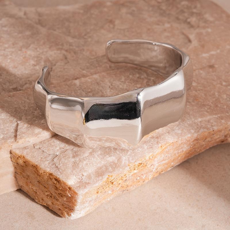 Exaggerated Geometric Wide Cuff Bangles for Women Men Punk Hip Hop Chunky Gold Silver Color Statement Bracelet Jewelry Gift