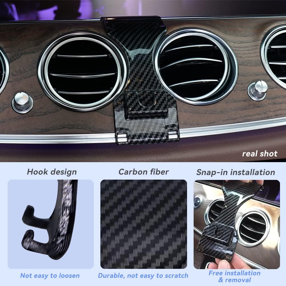 Uchwyt na telefon samochodowy pasujący do Mercedesa-Benz klasy E 2017-2023, klasy CLS 2019-2023, automatycznie blokowany stojak na telefon [gruba obudowa i; Duży telefon