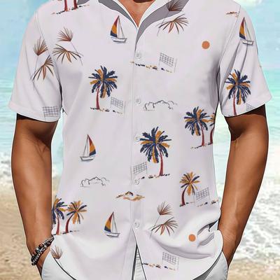 Men's Fashion Hawaiian Style Printed Short Sleeved Shirt
