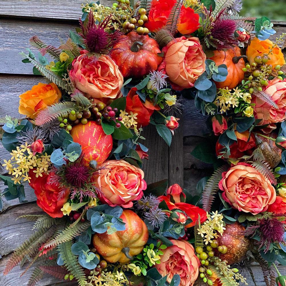 Decoration Wreath Fall Peony Pumpkin Sunflowe for Front Door Festival Celebration Diy Christmas Home Decoration