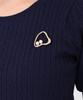 Mishmash Short Sleeve Cable Knit Sweater with Perfect for Office Casual or Basic and Navy Women's Brooch, Outings, Simple,