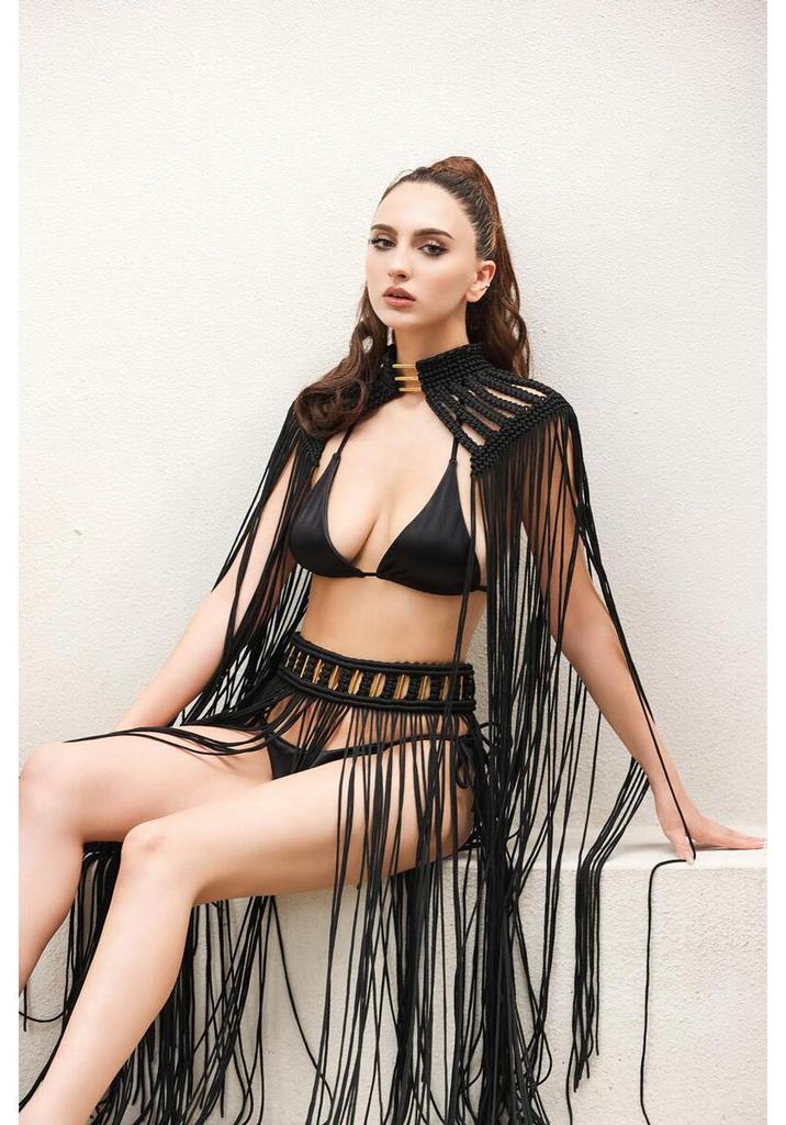 Hand-Woven Bohemian Tassel Skirt: Women's Sexy High-End Beach-Style Two-Piece Swimsuit