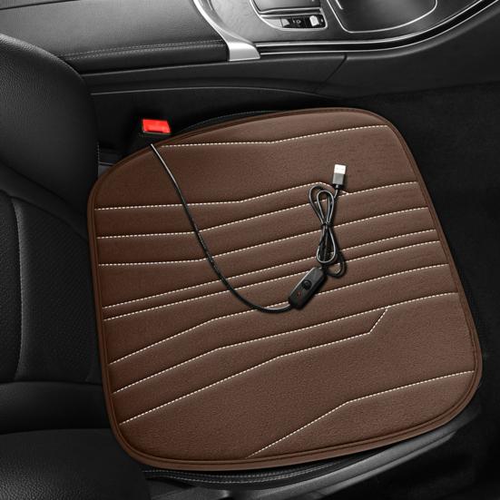12V Heated Car Seat Cushion 17.72"x17.72" Thick Memory Foam Seat Protector Pad Anti-Slip Bottom Car Seat Pad for Car Office Home Use
