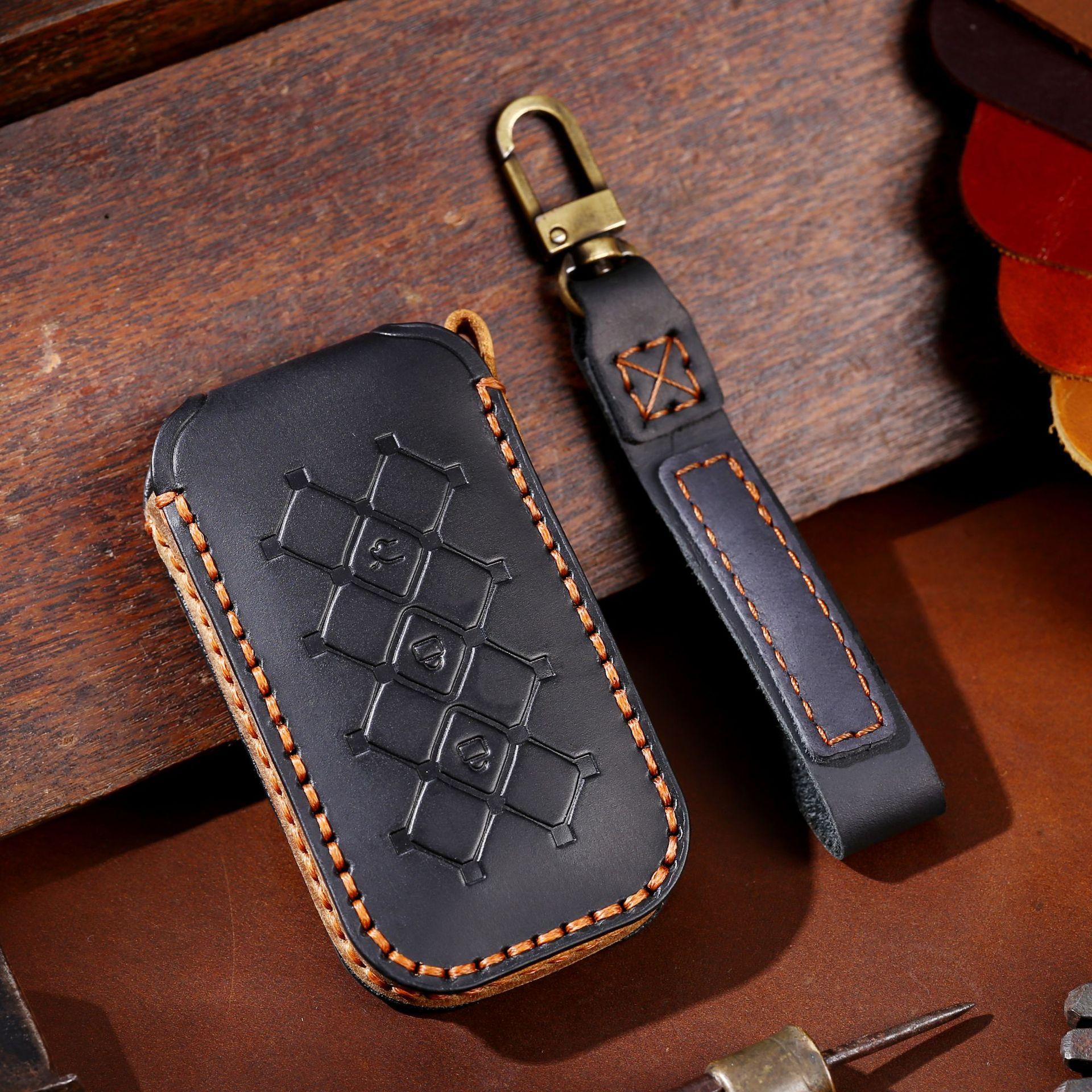 

Automotive supplies key cover is suitable for Wuling Xingchen key cover, purely handmade protective leather case чёрный