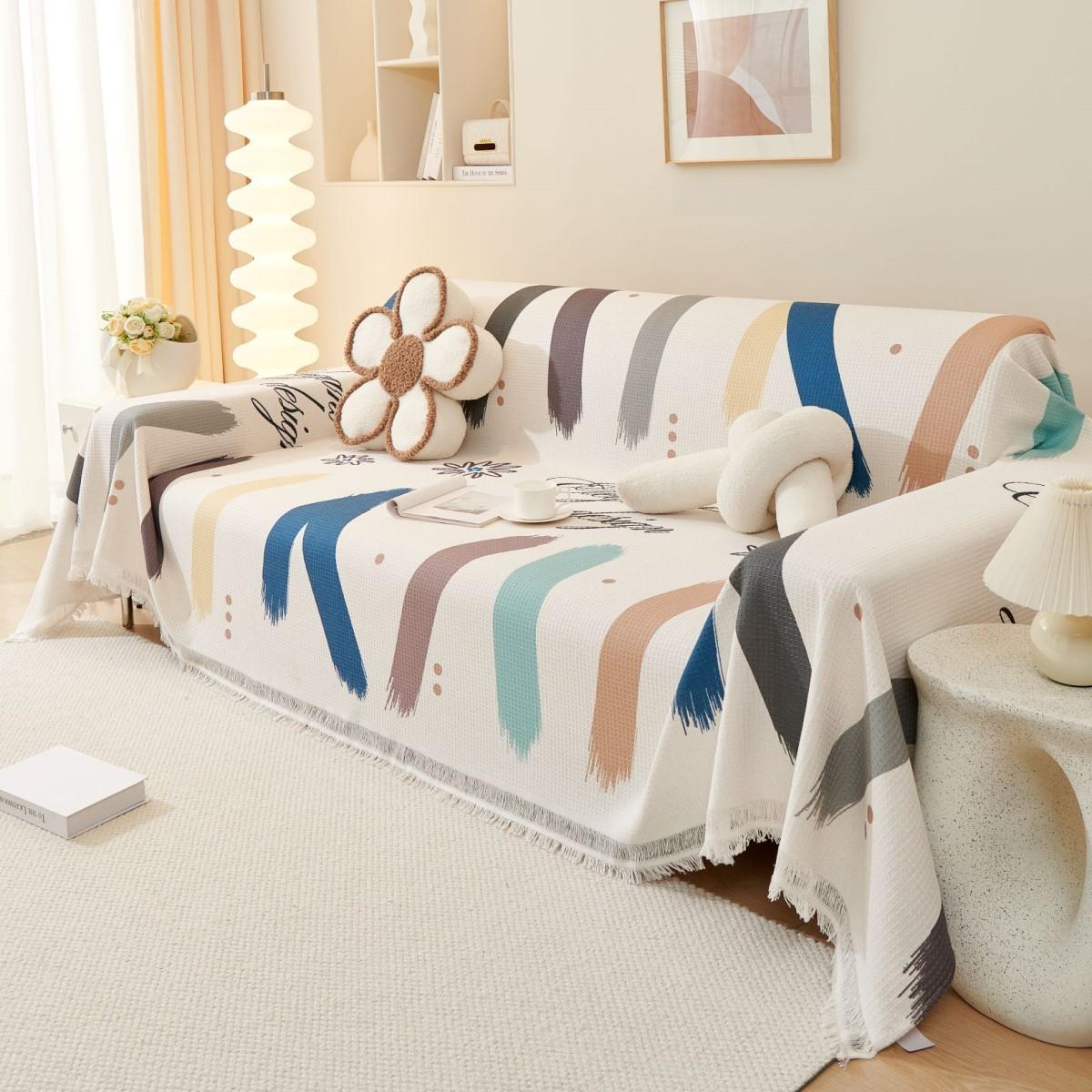 

Полотенце для дивана из хлопка и льна, современное простое вафельное тиснение, все включено, универсальный чехол для дивана, ткань, универсальная, для машинной стирки, на все времена 180*130