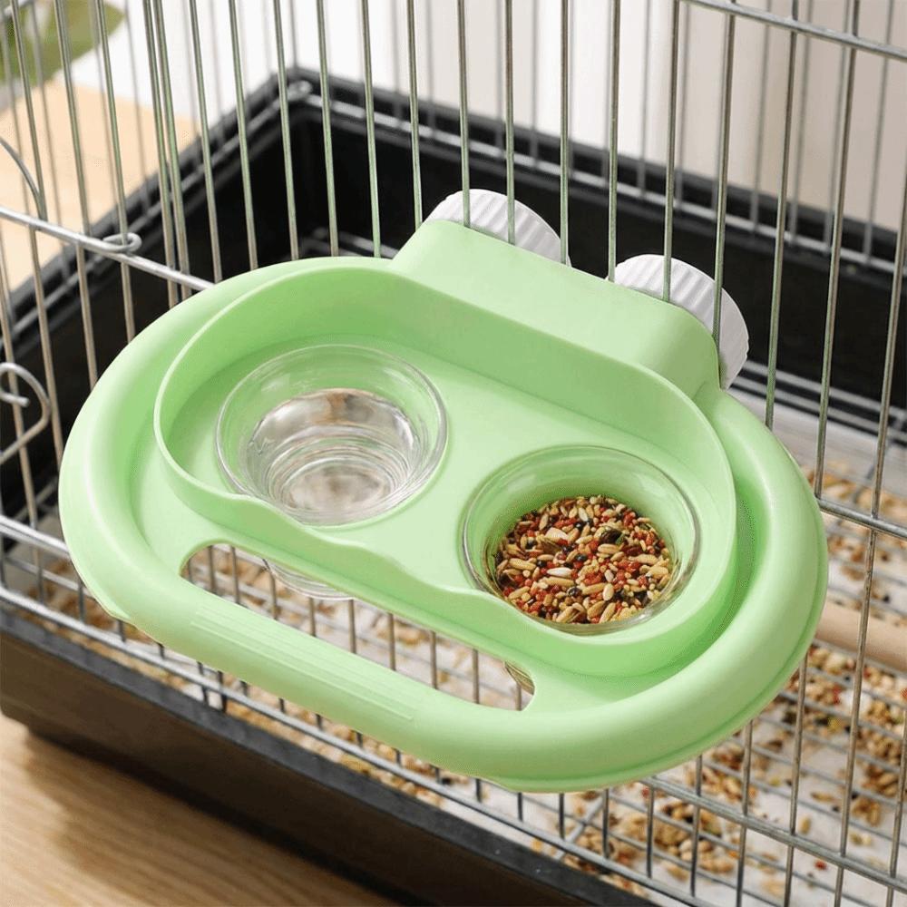 Stain-Resistant Bird Water Food Bowl Splash-Proof Bird Cage Bowl 2 in 1 Parrot Feeder  Bird Cage