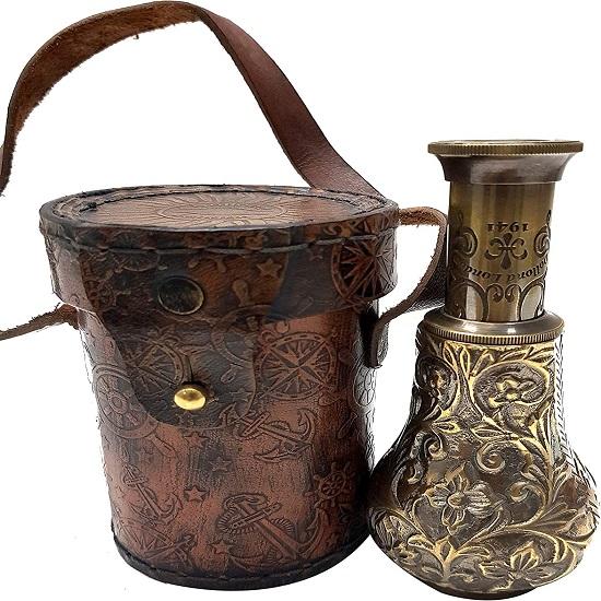 New Handmade Royal Pirates Handicraft Antique Marine Telescope with Leather Case