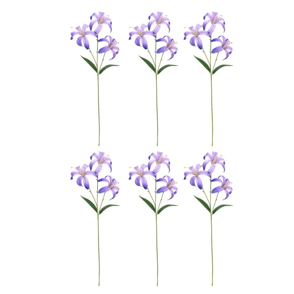 Artificial Lily Bouquet 6pcs with 3 Heads Each for Wedding Decorations and Elegant Home Office or Dining Table Arrangements