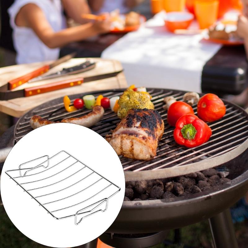 V Shaped Grilling Rack Barbecue Rack Grill Holder Turkey Roasting Rack for Camping and Backyard Parties Easy To Clean
