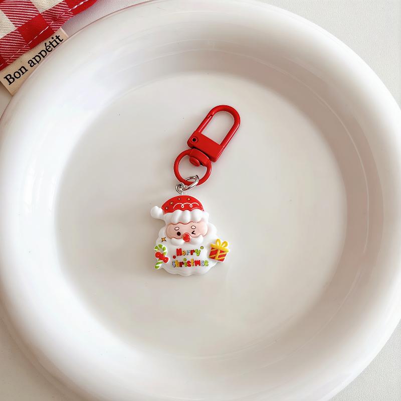 Cartoon Christmas Keychain Cute Santa Claus Christmas Tree Pendant Keyring Backpack Headphone Case Hanging Decoration Gifts