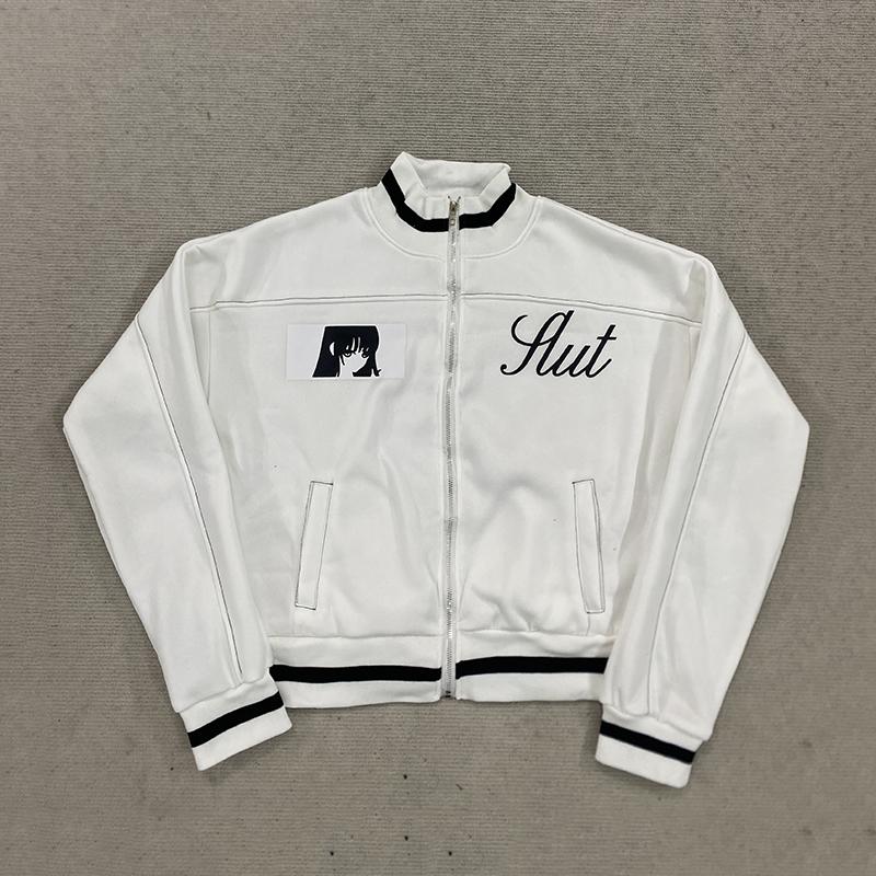 Korean Cartoon Long Sleeved Baseball Jacket for Girls Kawaii Street Jacket Personalized Zipper Cardigan Anime Autumn