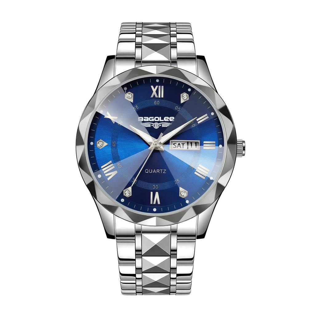 Men's watch waterproof double calendar luminous business watch quartz watch