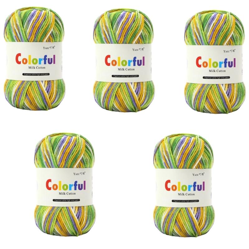 5Rolls Soft Dyed Acrylic Yarn 50grams Per Roll for Knitting Sweater Scarves Hat Blankets Baby Clothes Home Decoration