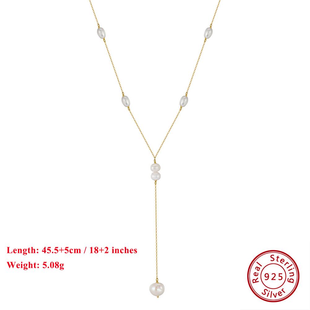 EFFIE QUEEN Elegant 925 Sterling Silver Freshwater Pearl Necklace for Women Double Layered Pearls Choker Necklace Jewelry BQN17