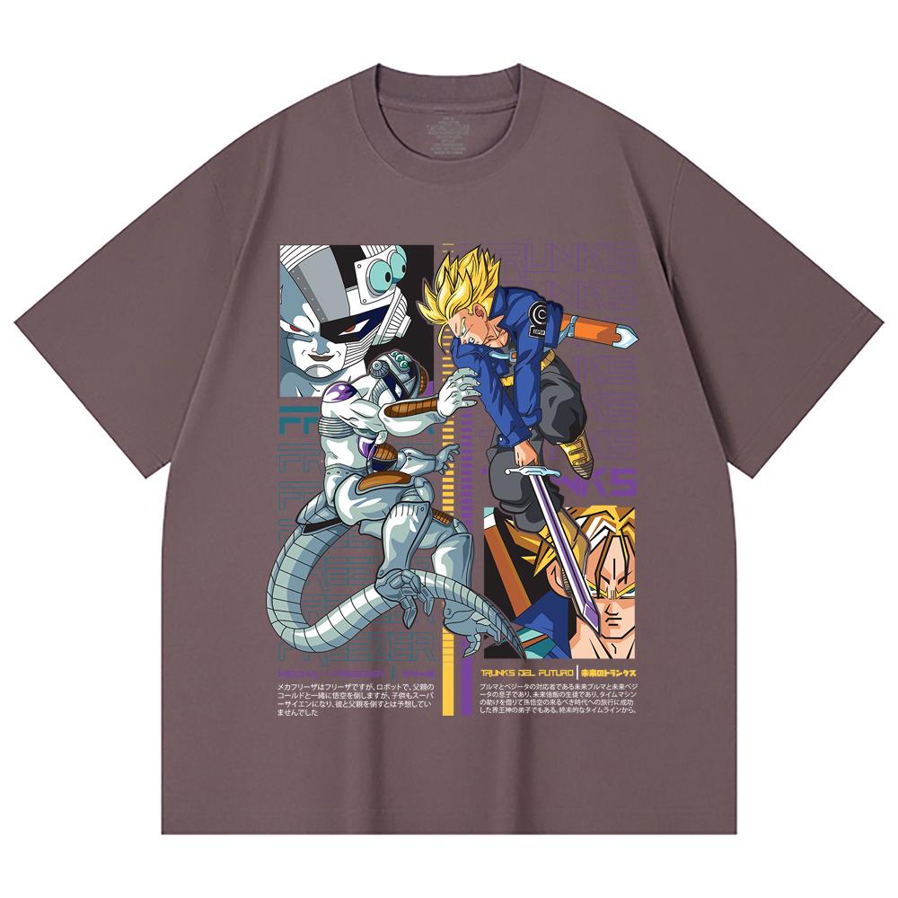 230 Gsm 100% Cotton Dragon Ball V50 Trunks Freeza Print Unisex Heavy Cotton T Shirt