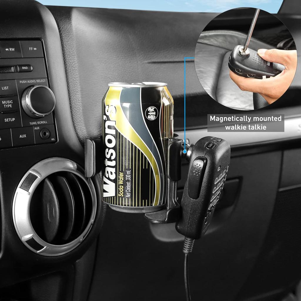 Multi-Function Drink Cup Phone Holder 2 In 1 Bolt-on Walkie Talkie Stand Bracket For Jeep Wrangler JK JL JLU Gladiator JT 2011+