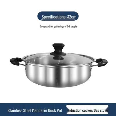 Wutuo 32CM Stainless Steel Divided Hot Pot with Lid