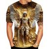 Mens 3d Angel Warrior Graphic T Shirt Golden Sword Design 3D Printed Tshirt For Men Clothes Wing Ornate Border Unisex Tee Tops