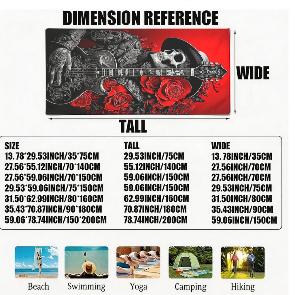 Gothic Aesthetics And Dark Rock Style Polyester Microfiber Beach Towel Is Highly Absorbent, Suitable Swimming And Beach Outings