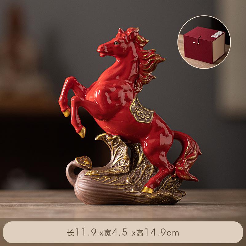 Ceramic Horse Small Ornament for Attracting Wealth, Suitable As a Decorative Ornament for Living Room, Wine Cabinet, Horse Carft