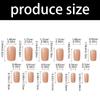 24 Pcs Medium Square False Nail Stripes Press On Nail Rainbow Acrylic Nail Glossy Full Cover Stick on Nail for Woman