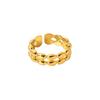 18K Gold Doppelschichtiger Ovaler Bohnen Offener Ring - Titanstahl Mode Fingerring