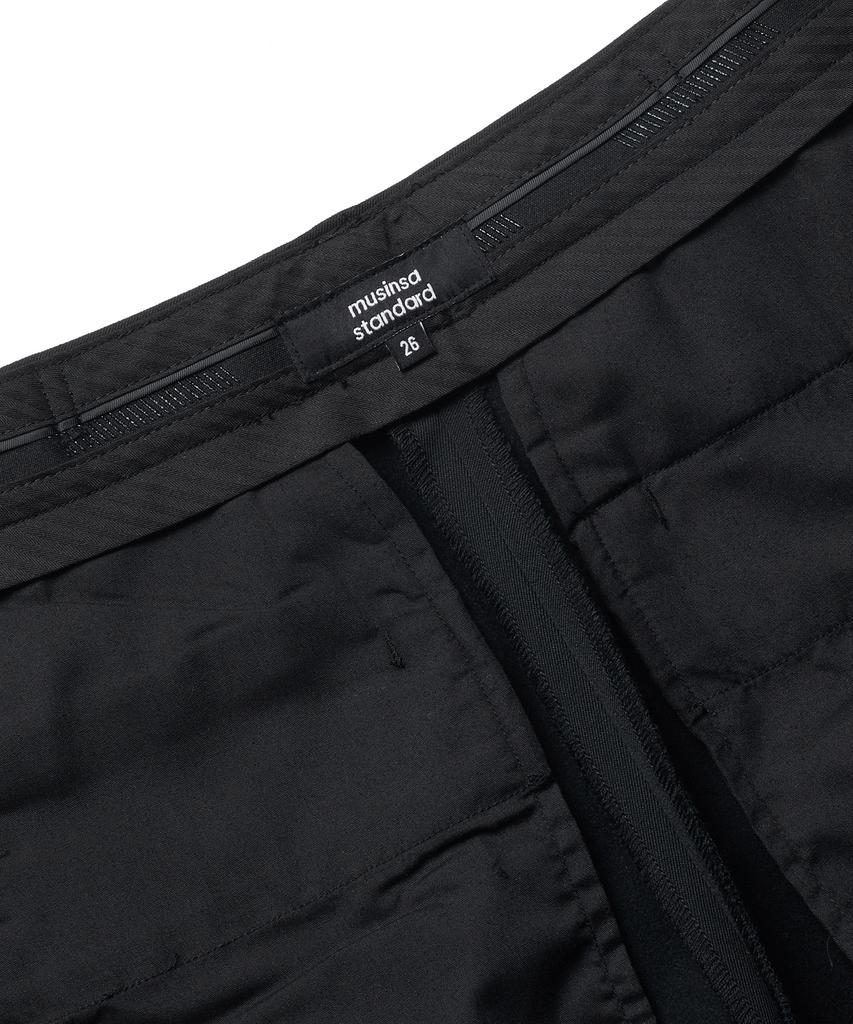 MUSINSA STANDARD WOMAN Women'S Heavyweight Fleece-Lined Slim Straight Hidden Elastic Waist Slacks [Black]