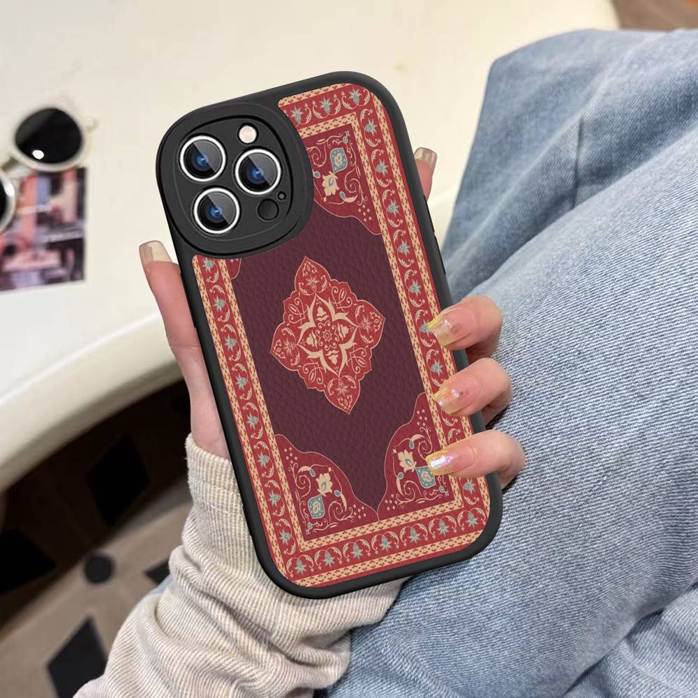Persian Carpet Floral Pattern Phone Case For IPhone 16 15 14 13 12 11 Pro Max Plus Leather Shockproof Cover