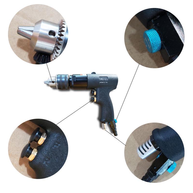Pistol-style Alloy Air Drill with Forward/Reverse Rotation; Hand-held Lightweight Metal/Wood Drilling Tool