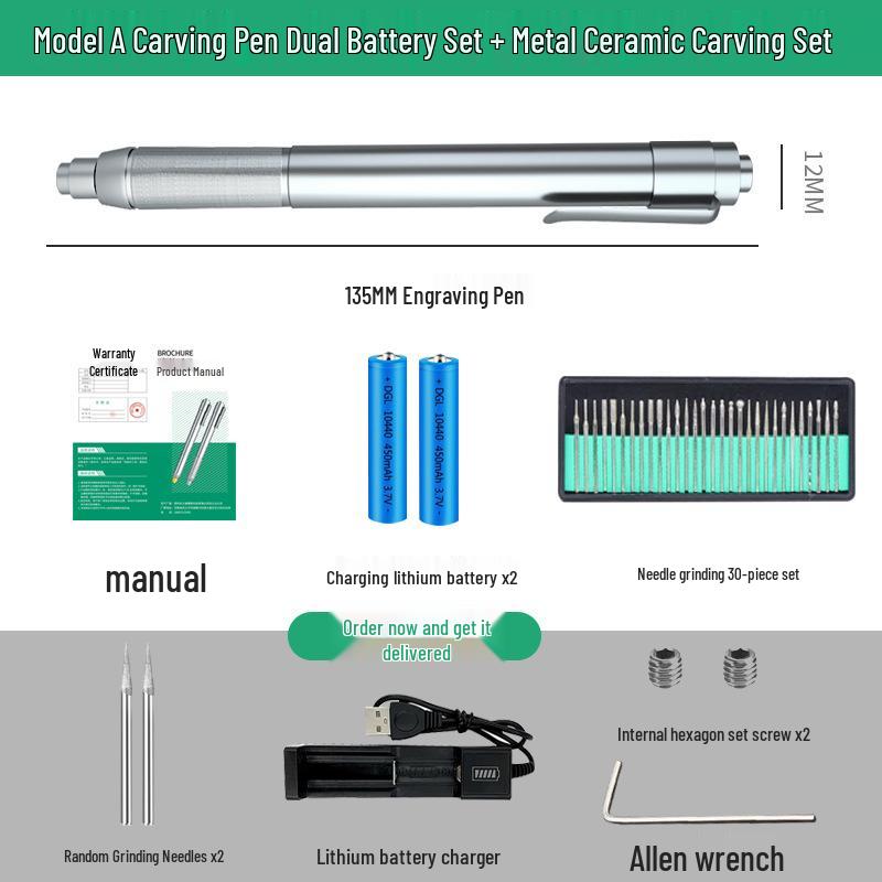 Rechargeable Electric Engraving Pen for Metal, Jade, and Nut Micro-Carving, Marking, and Seal Cutting.