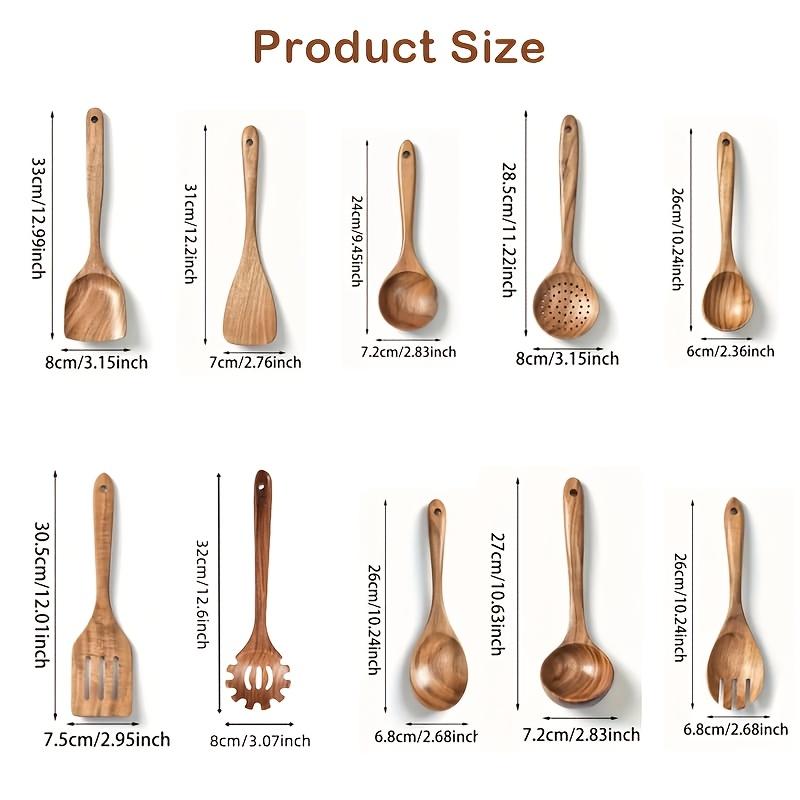 Wooden Kitchen Utensil Set, Natural Wooden Spoons – Premium Kitchen Tools, Ideal for Stirring, Mixing & Serving – Durable
